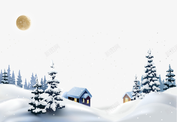 大雪里的风景png免抠素材_新图网 https://ixintu.com 下雪 冬天 圣诞树 大雪 雪字体