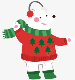 圣诞装饰元素毛衣白熊森林动物卡通矢量素材