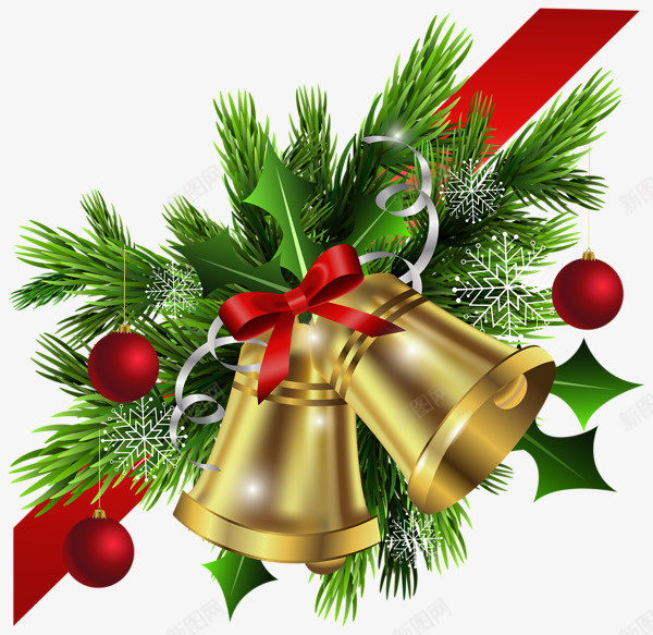圣诞节铃铛叶子png免抠素材_新图网 https://ixintu.com 圣诞节 铃铛 圣诞元素 圣诞铃铛