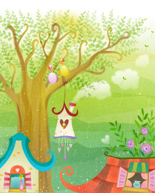 森林童话故事儿童彩绘本矢量15背景