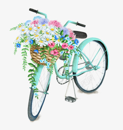 单车恋人与花素材