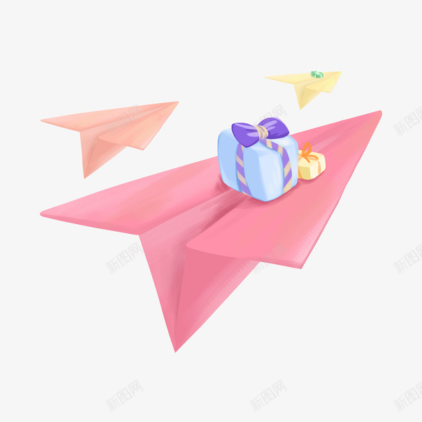 纸飞机送礼物png免抠素材_新图网 https://ixintu.com 创意 活动 礼品 纸飞机图案 节日