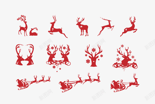 圣诞麋鹿剪影哦png免抠素材_新图网 https://ixintu.com 麋鹿 圣诞 圣诞节 麋鹿剪影