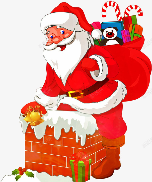 圣诞节插画圣诞老人送礼物psd免抠素材_新图网 https://ixintu.com 圣诞 插画 礼物 圣诞老人