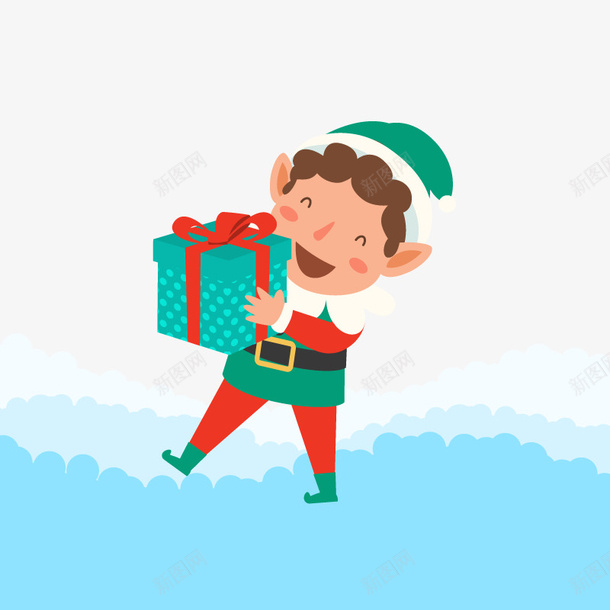 雪地里的收礼物的小孩png免抠素材_新图网 https://ixintu.com 雪地 圣诞节 礼物 冬天