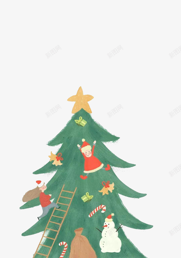 圣诞树圣诞老人节日元素png免抠素材_新图网 https://ixintu.com 圣诞节 圣诞树 圣诞老人 节日