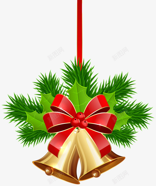 圣诞节铃铛绿叶png免抠素材_新图网 https://ixintu.com 圣诞节 铃铛 圣诞元素 圣诞铃铛