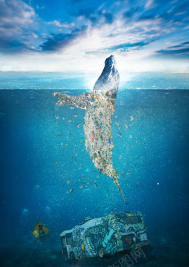 环保垃圾鲸鱼背景