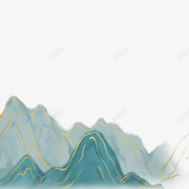 山海金色水墨png免抠素材_新图网 https://ixintu.com 金色 山 金洒 水墨