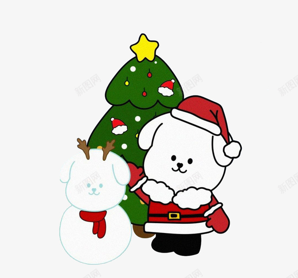 可爱卡通圣诞元素png免抠素材_新图网 https://ixintu.com 圣诞 圣诞树 雪人 圣诞老人
