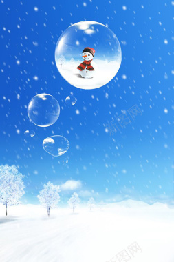 气泡里的小雪人背景