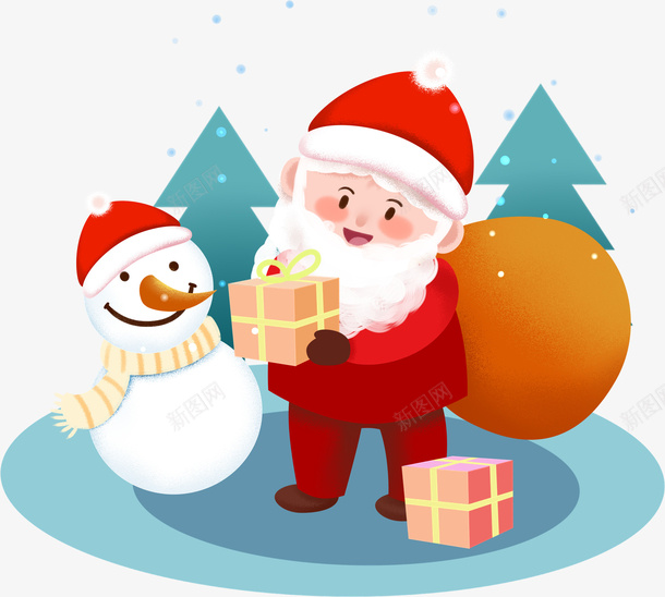 圣诞老人送礼元素png免抠素材_新图网 https://ixintu.com 喜庆 圣诞 圣诞老人 礼物 背包袱的圣诞老人 节日