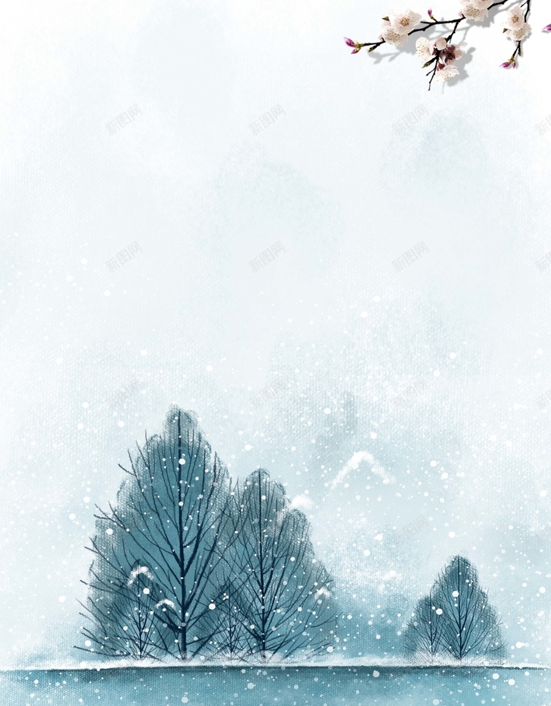 冬季植物雪景jpg设计背景_新图网 https://ixintu.com 冬季 雪 树 花