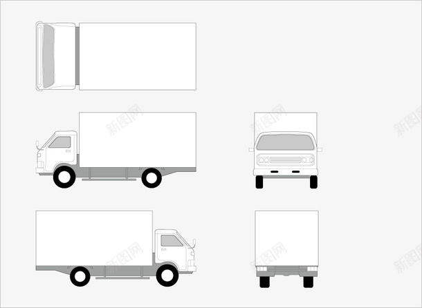 矢量厢式货车png免抠素材_新图网 https://ixintu.com 矢量 多角度 车体广告 厢式货车 汽车 车厢广告