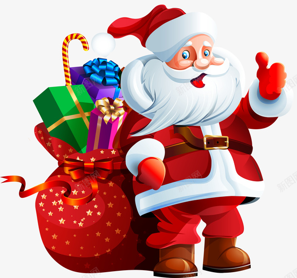 圣诞老人比大拇指送礼物png免抠素材_新图网 https://ixintu.com 圣诞元素 圣诞礼物 圣诞老人 圣诞节 圣诞节老公公