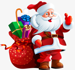 送礼物的圣诞老人圣诞老人比大拇指送礼物高清图片