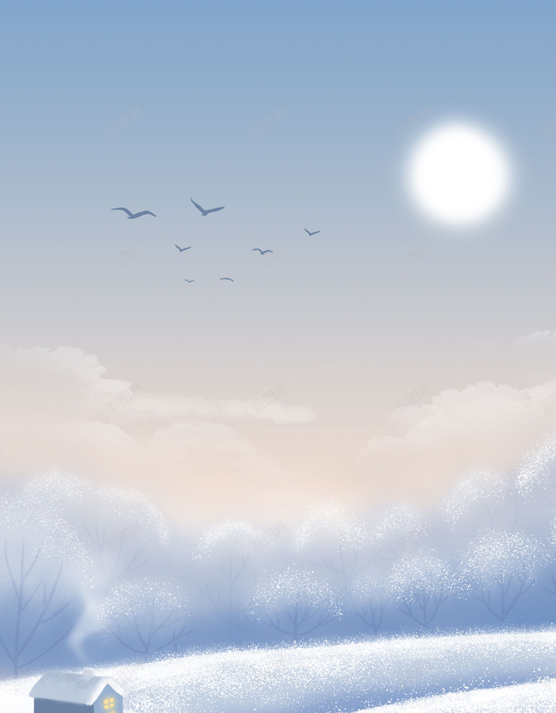 冬天雪景手绘背景图jpg设计背景_新图网 https://ixintu.com 冬天 雪景 积雪 手绘元素