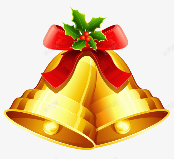圣诞节金色铃铛红礼节png免抠素材_新图网 https://ixintu.com 圣诞元素 圣诞节 圣诞节常用素材 圣诞铃铛 铃铛