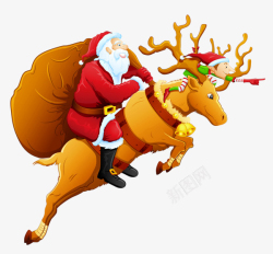 背着礼物的绵羊圣诞老人座驴发礼物高清图片