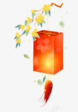 桂花灯笼唯美中国风素材花瓣素材