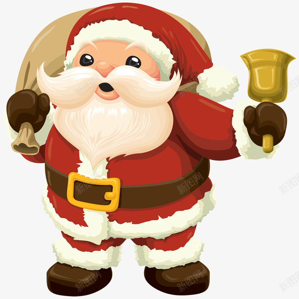 圣诞老人背包摇铃铛png免抠素材_新图网 https://ixintu.com 圣诞元素 圣诞礼物 圣诞老人 圣诞节 手摇铃铛 背包袱的圣诞老人