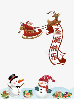 雪人横幅圣诞节圣诞快乐圣诞老人麋鹿雪人高清图片