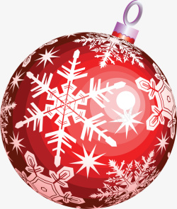 红色球饰圣诞节雪花红色装饰球高清图片