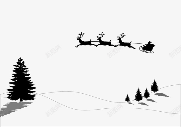圣诞剪影1280903png免抠素材_新图网 https://ixintu.com 圣诞节 圣诞元素 剪影 鹿