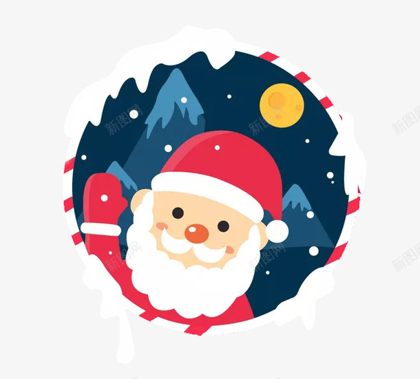 圣诞老人圆形贴纸png免抠素材_新图网 https://ixintu.com 圣诞 圣诞老人 贴纸 卡通