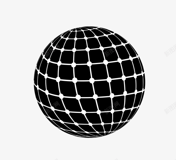 黑色科技感网格球ai免抠素材_新图网 https://ixintu.com 白网格 黑色 3D 科技感 网格球