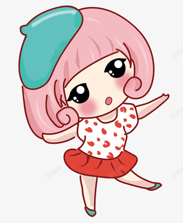 粉色头发跳舞的卡通小女孩png免抠素材_新图网 https://ixintu.com 跳舞 粉色 小女孩 卡通