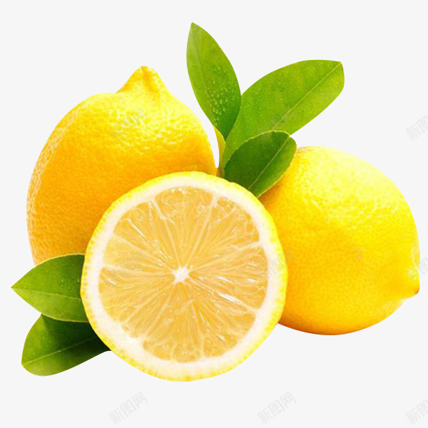 黄黄的柠檬酸png免抠素材_新图网 https://ixintu.com 黄色 绿叶 柠檬 酸