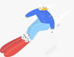 冬天滑雪手绘滑雪运动高清图片