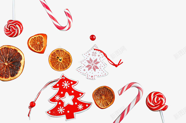 圣诞树拐杖糖元素psd免抠素材_新图网 https://ixintu.com 圣诞 圣诞树 柠檬片 糖果