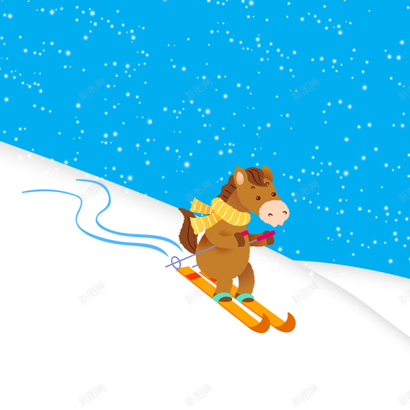 雪天一起滑雪psd设计背景_新图网 https://ixintu.com 下雪 小人 滑雪 背景 雪天