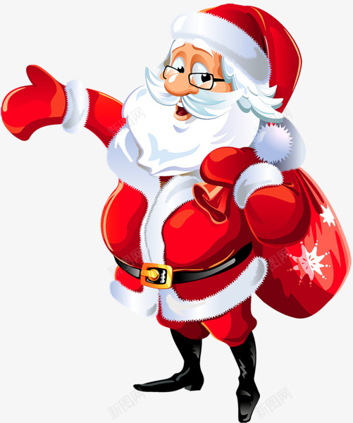 眼镜圣诞老人png免抠素材_新图网 https://ixintu.com 圣诞元素 圣诞礼物 圣诞老人 圣诞节 背包袱的圣诞老人