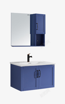蓝色的浴室柜素材