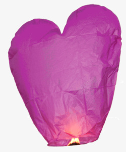 紫色爱心孔明灯素材