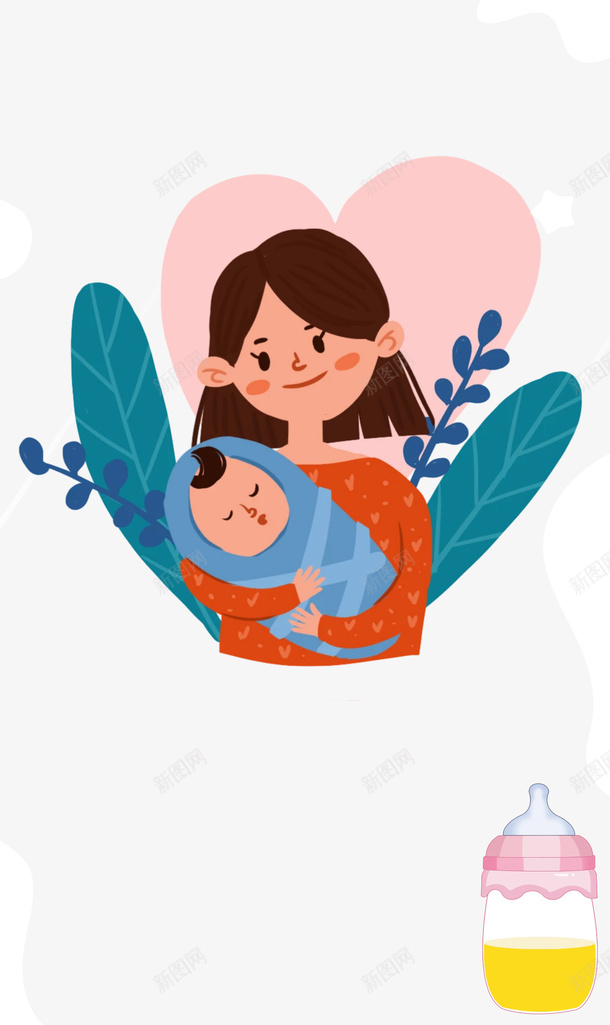 母婴母亲节手绘png免抠素材_新图网 https://ixintu.com 母婴 母亲节 手绘 婴儿 母爱