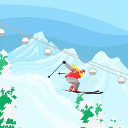 雪景滑雪卡通人物滑雪图高清图片