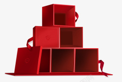 红色丝带结多个打开礼盒高清图片