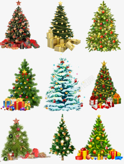圣诞节免抠元素圣诞节各式圣诞树素材高清图片
