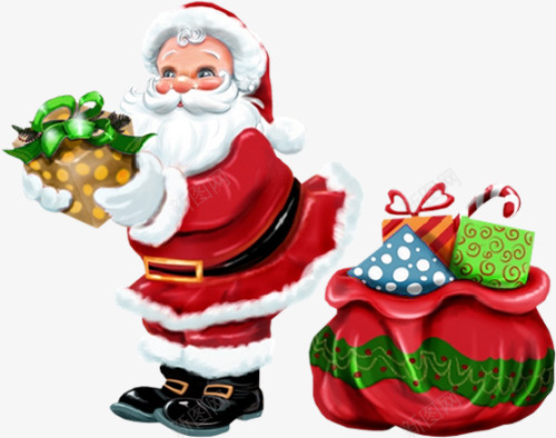 圣诞老人开心送礼物png免抠素材_新图网 https://ixintu.com 圣诞老人 圣诞元素 圣诞节 圣诞礼物