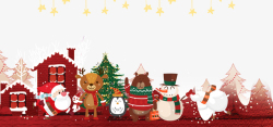 圣诞节圣诞节手绘雪人手绘鹿企鹅圣诞老人熊星星高清图片