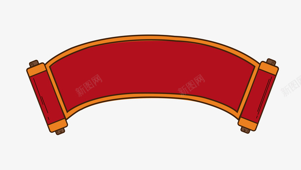 中国元素红色卷轴ai免抠素材_新图网 https://ixintu.com 节日 卷轴 红色 书画 扇形