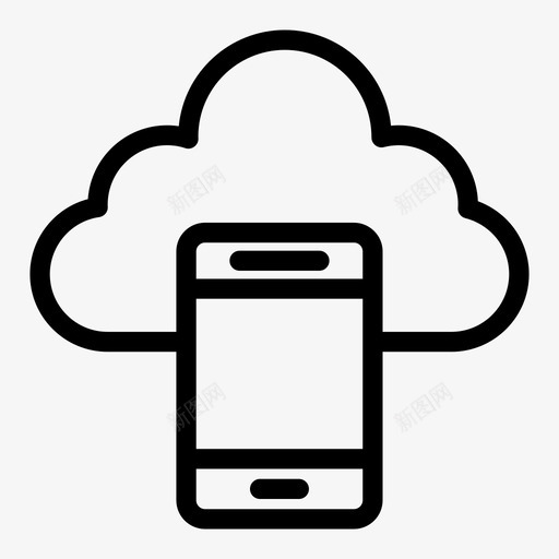 移动手机云svg_新图网 https://ixintu.com 手机 移动 设备 云计算 线图 图标