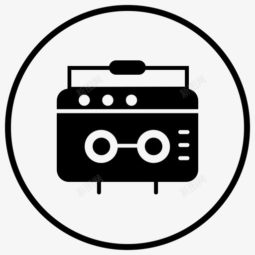 收音机广播通讯svg_新图网 https://ixintu.com 通讯设备 收音机 广播 通讯 小工 工具 大众 媒体 黑色 填充 圆圈