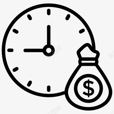 时间就是金钱时间效率时间投资图标