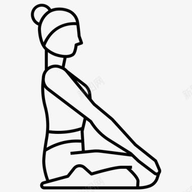 瑜伽姿势坐姿瑜伽姿势轮廓图标