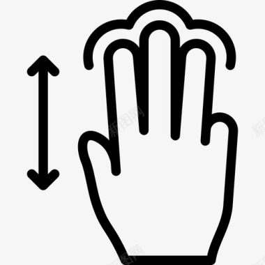 三个手指垂直拖动触摸触摸手势轮廓v2图标